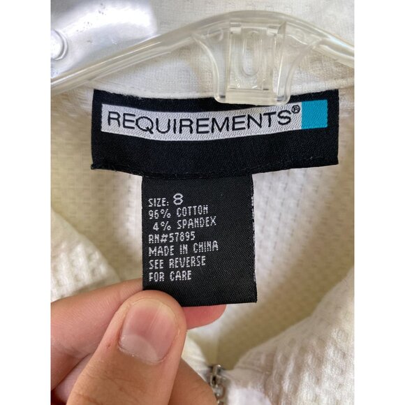 Requirements Womens White Textured Waffle Zip-Up Jacket Size 8 Cotton Blend - Picture 4 of 6